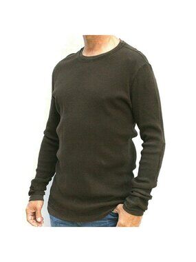 Xcvi Shirt Mens Size Small Brown Thermal Waffle Knit Long sleeve Soft Nwot